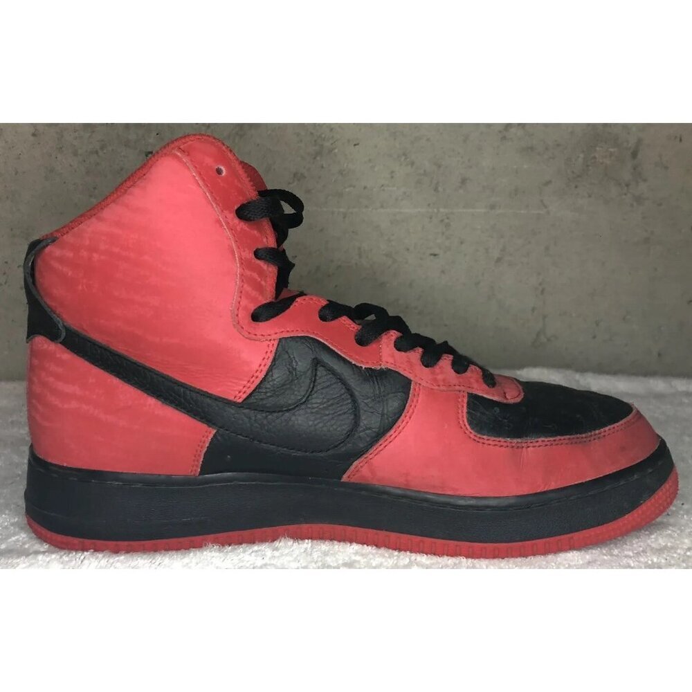 Nike By You Air Force 1 High Red Black Leather Shoes Sneakers DZ3610-900 Size 11 - Picture 4 of 10